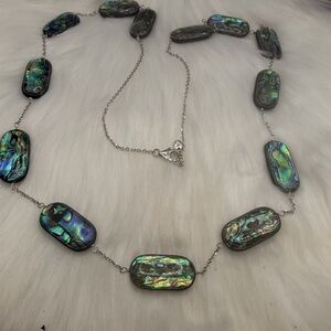 925 Sterling Silver Abalone Shell Necklace 34”. Firm price